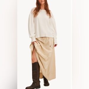NWT FREE PEOPLE WE THE FREE LAPIS CUFF LONG SLEEVE TOP CLEAN IVORY